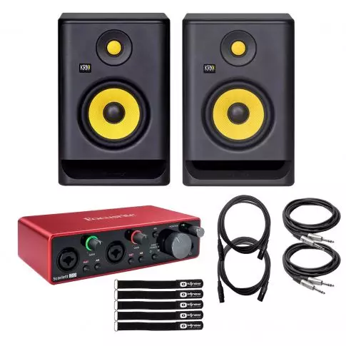 2x KRK RP5 G4 Monitors with Focusrite