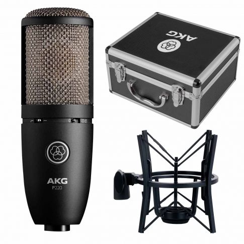 AKG Perception P220 Large Diaphragm Condenser Microphone with Headphones  Package