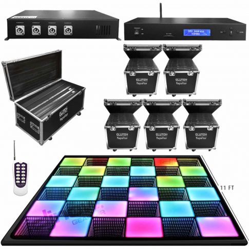 Clutch MagnaFloor LED Dance Floor Infinity and Glow Panel 11' x 11' Complete Portable System Package