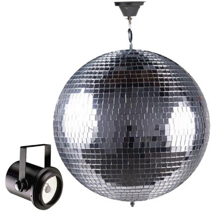20" Glass Mirror Ball with Pinspot Lighting Fixture Package