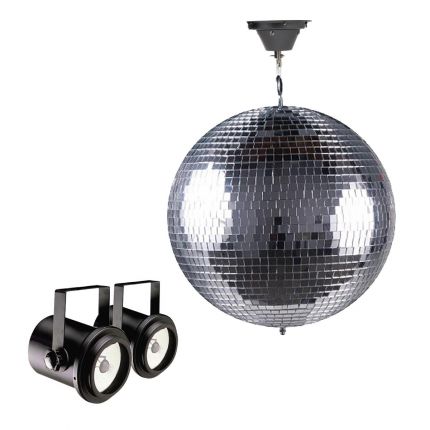 8" Glass Mirror Ball with Dual Pinspot Lighting Fixtures Package