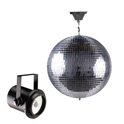 8" Glass Mirror Ball with Pinspot Lighting Fixture Package