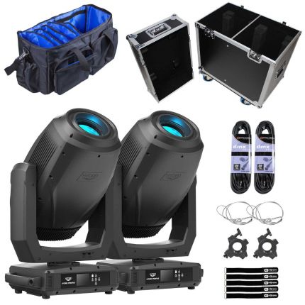 (2) American DJ HYDRO-PROFILE 660W Cool White LED Moving Head Fixtures with Carry Case Package
