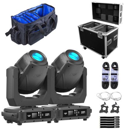 (2) American DJ HYDRO-SPOT-1 Cool White LED Moving Head Spots with Carry Case Package