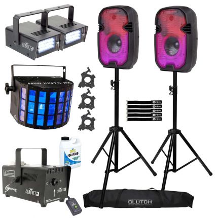 (2) Gemini PartyBox Rave8 8" Speakers with Effect Lights & Fog Machine