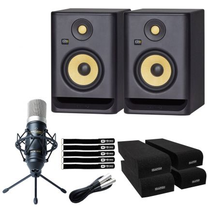 (2) KRK Rokit RP5 G4 5" Monitor Speakers with Marantz Microphone