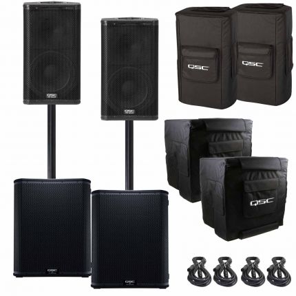 (2) QSC KW122 12" Active Speakers with 18" Subwoofers Package