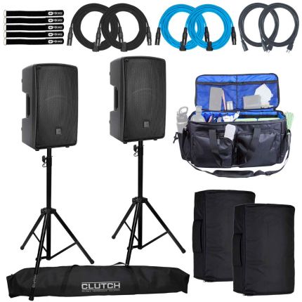 (2) RCF HD 12-A MK5 12" Powered Speakers with Covers & Carry Bag
