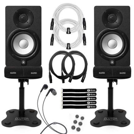 (2) Yamaha HS5 5" Two-Way Powered Studio Monitors with Mee Audio Black In-Ear Headphones Package