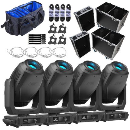 (4) American DJ HYDRO-PROFILE 660W Cool White LED Moving Head Fixtures with Carry Cases Package