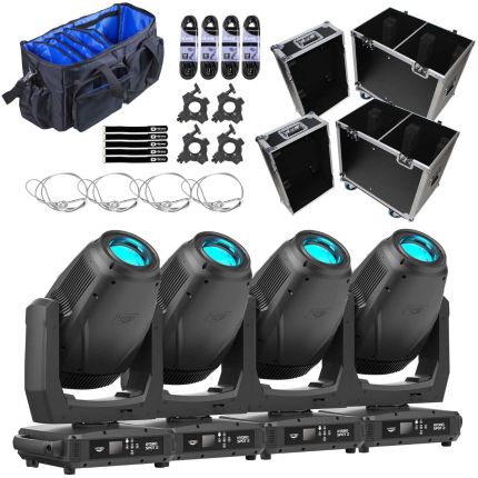 (4) American DJ HYDRO-SPOT-2 320W Cool White LED Moving Head Luminaires with Carry Cases Package