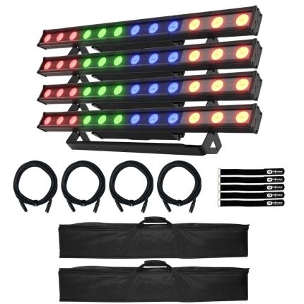 (4) Chauvet DJ COLORBAND-Q4-IP LED Strip Lights with Carry Cases