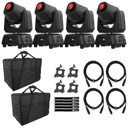 Chauvet DJ Intimidator Spot 160 ILS Compact Moving Head Lights Four Pack with Hard Shell Carry Bag