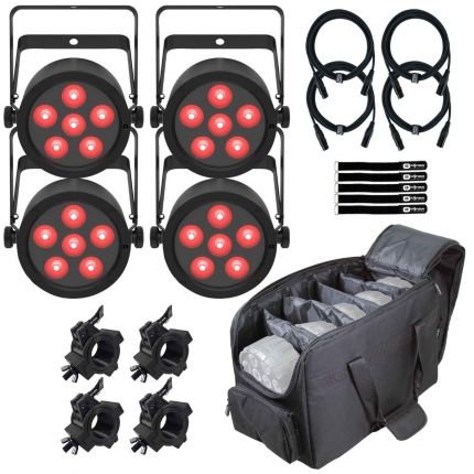 (4) Chauvet DJ SLIMPARH6ILS Low-Profile Wash Lights with Carrying Bag