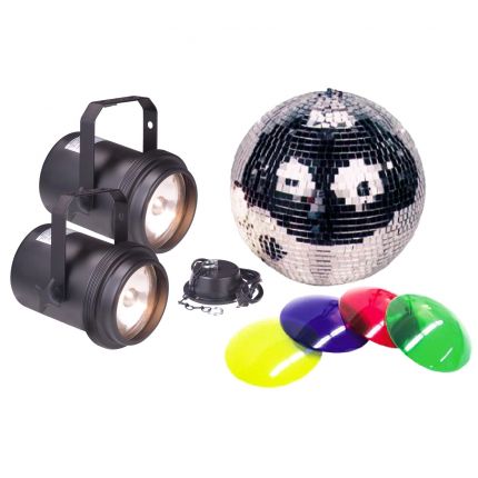 American DJ M-502L 12" Mirror Ball Package with Motor & PInspots