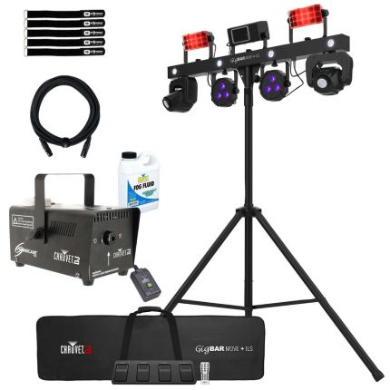Chauvet DJ GIGBARMOVEPLUSILS ILS 5-in-1 Ultimate Effect Lighting System with Hurricane 700 Fog Machine Package