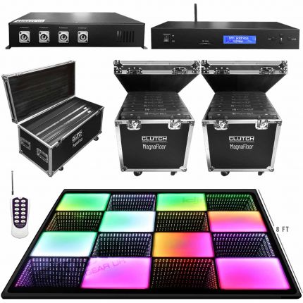 Clutch MagnaFloor LED Dance Floor Infinity and Glow Panel 8' x 8' Complete Portable System Package