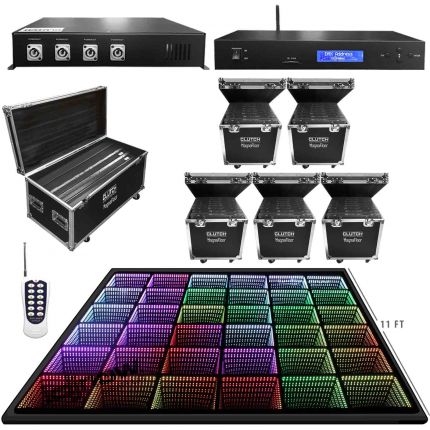 Clutch MagnaFloor LED Dance Floor Infinity Panel 11' x 11' Complete Portable System Package