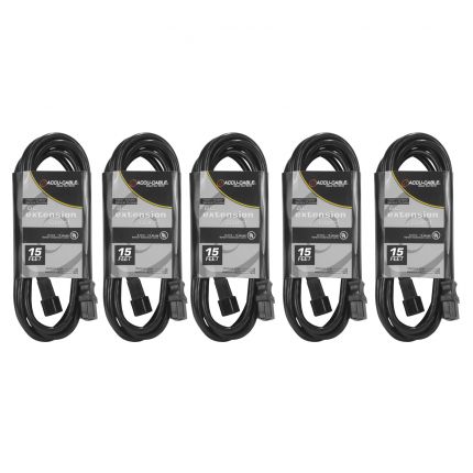 5 Pack ECCOM-15 15FT AC Extension Cords Small Image