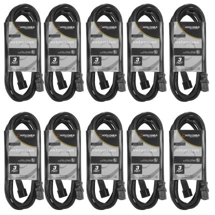 10 Pack ECCOM-3 3FT AC Extension Cords Small Image