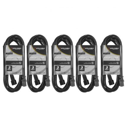 5 Pack ECCOM-3 3FT AC Extension Cords Small Image