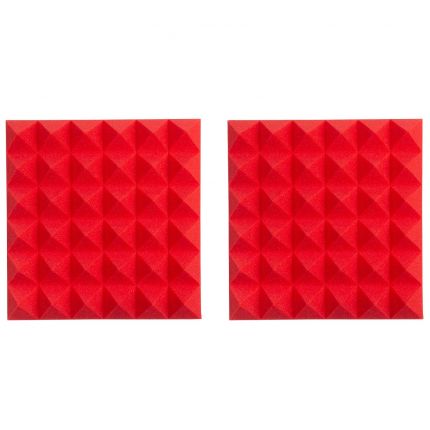 Gator Cases 2" Thick 12"x12" Acoustic Foam Pyramid Panels - Red (Pair)