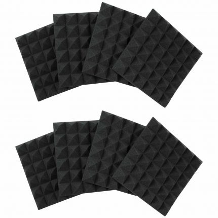 Gator Cases 2" Thick 12x12" Charcoal Acoustic Pyramid Panels (8 Pack)