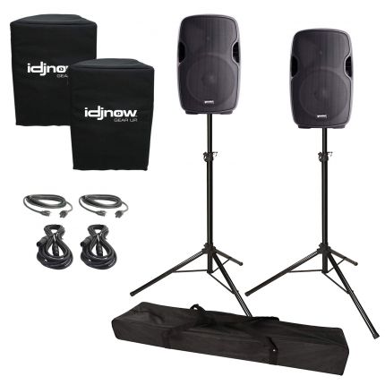 (2) Gemini AS-1500BLU Active Speakers With 15" Woofers & USB/SD/Bluetooth MP3 Players Package