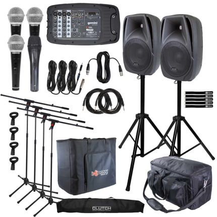 Gemini DJ Shuttle PA All-In-One PA System with Stands & Microphones
