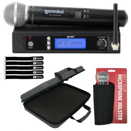 Gemini UHF-6100M Single Channel Handheld UHF Wireless System with Carry Case Package