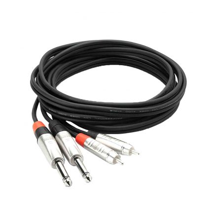 Hosa HPR-005X2 5FT Dual REAN 1/4 in TS to RCA Pro Stereo Interconnect Cable