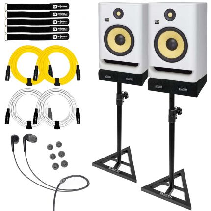 KRK RP8 ROKIT G4 White Noise Monitors with Earphones & Stands