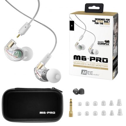 Mee M6 PRO 2nd Generation Noise-Isolating Musician's In-Ear Monitors with Detachable Cables (clear)