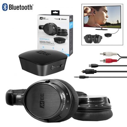 Mee Audio Connect Bundle Bluetooth Wireless Headphone System for TV with Bluetooth Wireless Audio Transmitter and Headphones