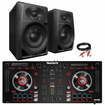 Numark Mixtrack Platinum DJ Controller with Pioneer DM-40 4" Active Speakers Package