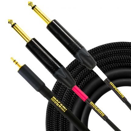 Mogami Cables Gold 10FT 3.5mm to Dual 1/4" TS Cable with Phono Plugs