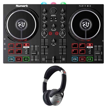 Numark Party Mix II Built-In Light Show DJ Controller with Headphones
