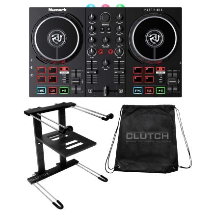 Numark Party Mix II DJ Controller with Professional Black Laptop Stand