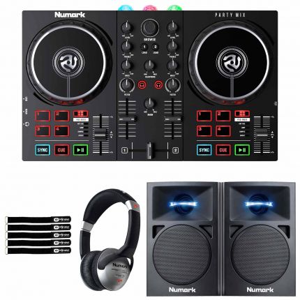 Numark Party Mix II Light Show DJ Controller with 3" Desktop Monitors