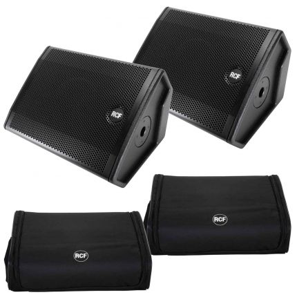 RCF NX 12-SMA Active Coaxial Stage Monitor Speakers & Protective Covers Pair Package small image