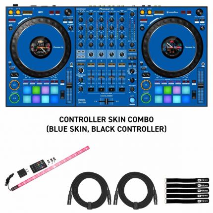 Pioneer DJ DDJ-1000 4-Channel Controller with Blue Colored Skinz Adhesive Kit Package