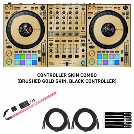 Pioneer DJ DDJ-1000 4-Channel Controller with Brushed Gold Skinz Adhesive Kit Package