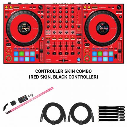 Pioneer DJ DDJ-1000 4-Channel Controller with Red Colored Skinz Adhesive Kit Package