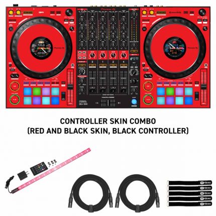 Pioneer DJ DDJ-1000 4-Channel Controller with Red/Black Skinz Adhesive Kit Package