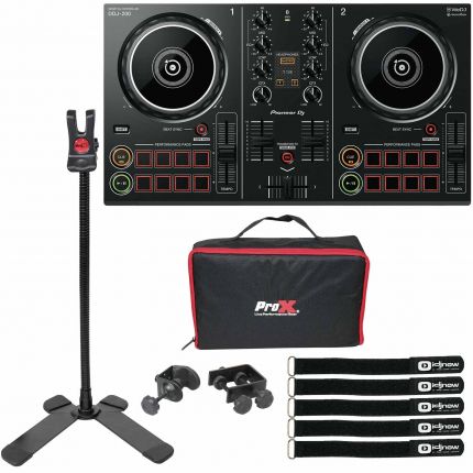 Pioneer DJ DDJ-200 Smart DJ Controller with Hands-Free Mobile Device Clip Kit Package