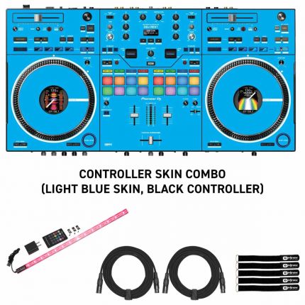 Pioneer DJ DDJ-REV7 Scratch Style 2-Channel DJ Controller with Light Blue Adhesive Skinz Kit Package