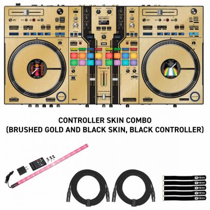 Pioneer DJ DDJ-REV7 Scratch Style 2-Channel DJ Controller with Limited Edition Brushed Gold Skinz Kit Package