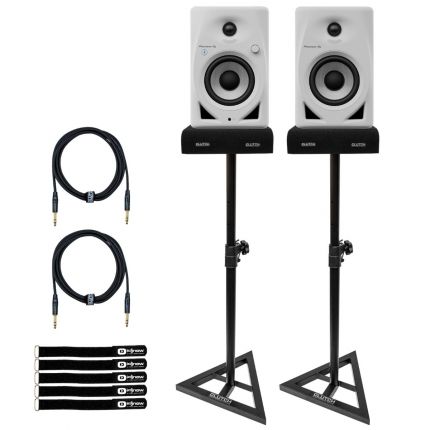 Pioneer DJ DM-40D-BT-W 4" White Bluetooth Monitors with Stands
