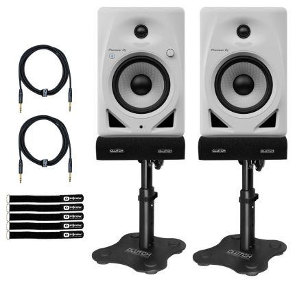 Pioneer DJ DM-50D-BT-W 5" White Bluetooth Monitors with Desktop Stands
