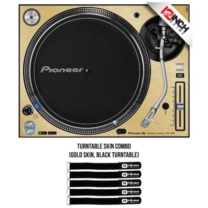 Pioneer PLX-1000 High Torque Direct Drive DJ Turntable with Brushed Gold Overlay Kit Package